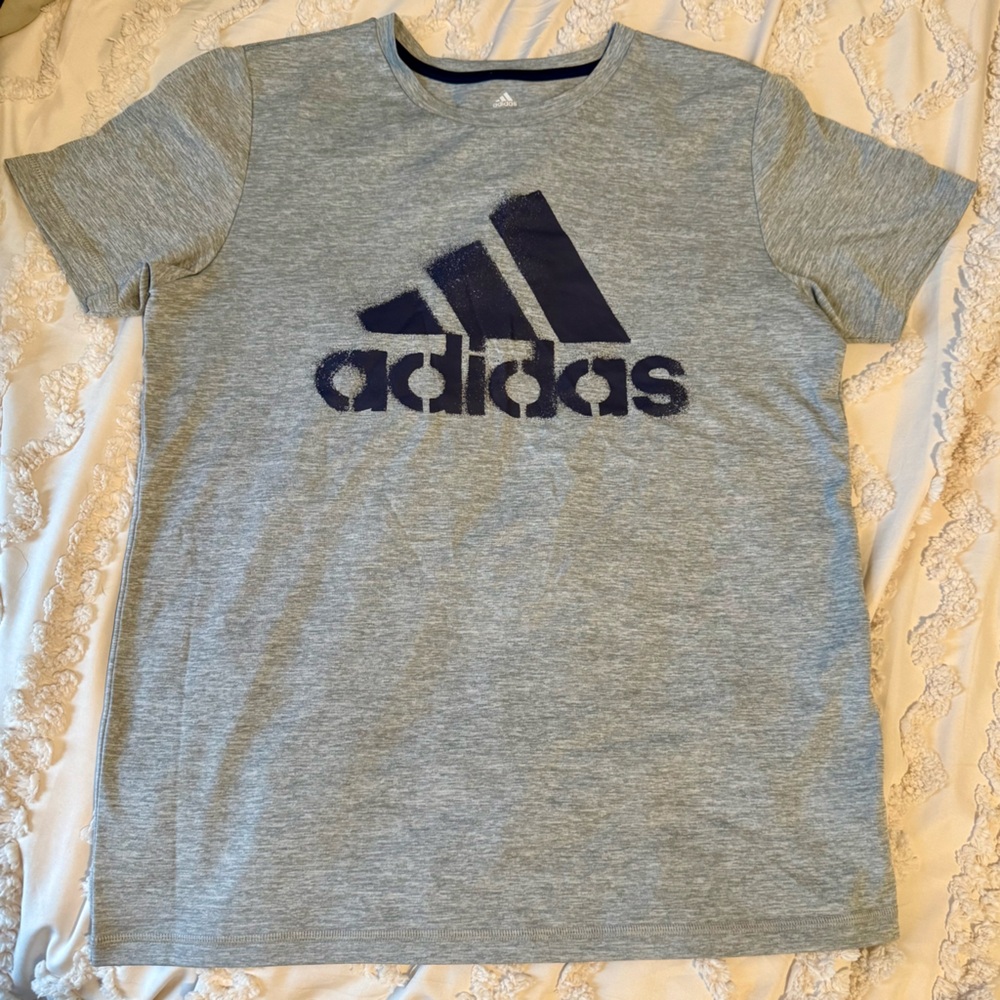 Adidas Heather Gray Tee with Black Logo